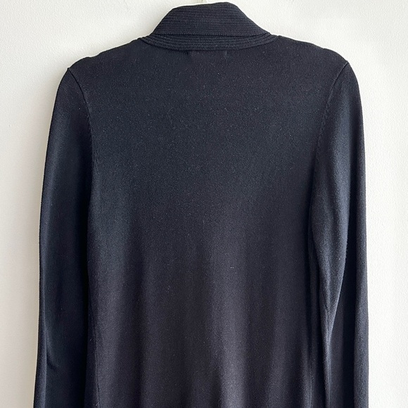 Belldini Asymmetrical Long Black Open Cardigan, Casual Versatile Sweater, Small - Picture 13 of 16